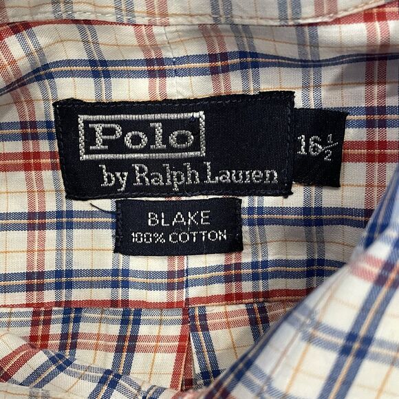 Polo Ralph Lauren Mens Shirt 16.5 Plaid Oxford Preppy Designer Button Down - Picture 8 of 8